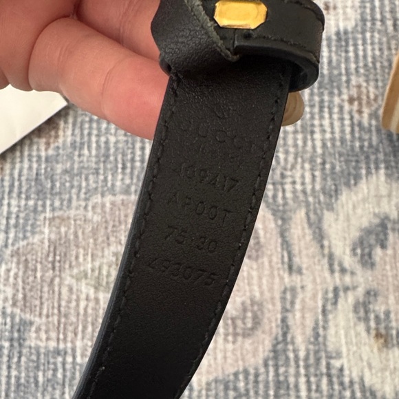 Gucci Black Leather Belt Gold Buckle